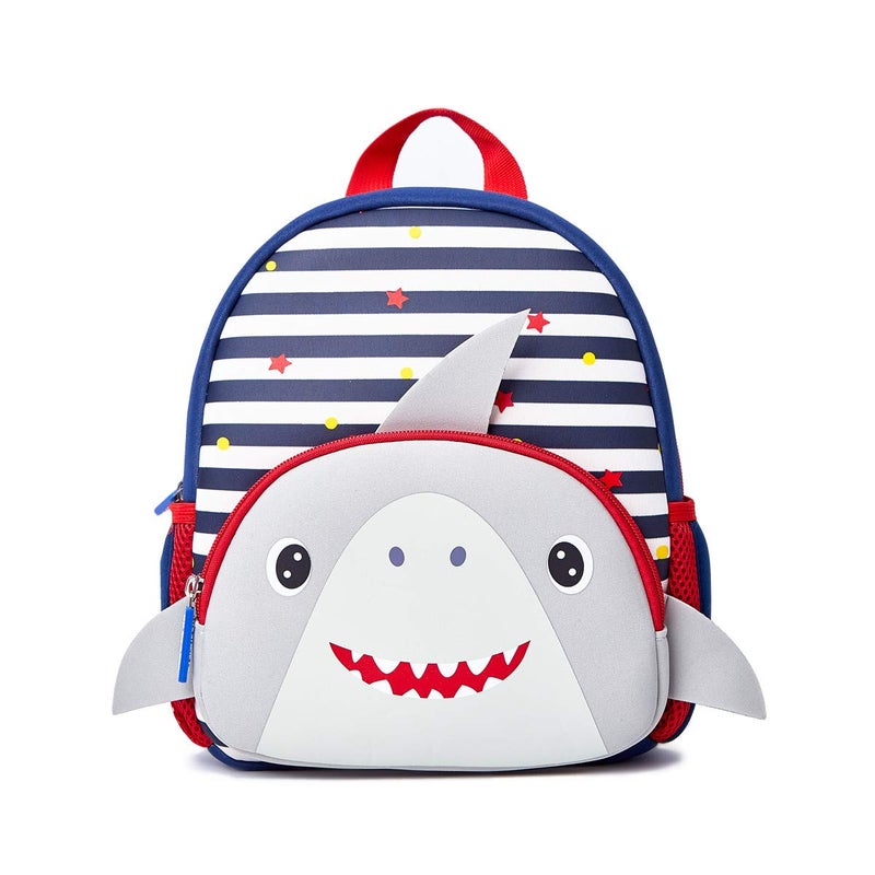 KK CRAFTS Preschool Backpack Toddler Neoprene Animal Schoolbag Lunch backpack for Kids Boys Girls(Grey Shark) - Image 1